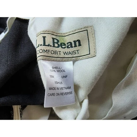 L.L. Bean Mens Gray Wool Comfort Waist Pants 33W - Picture 3 of 8
